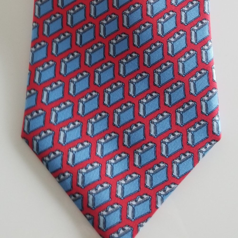 HERMES Paris 5353 TA Silk Blue Suitcase Tie